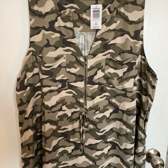 Torrid Sleeveless Zip Front Camo Shirt Dress - Sizes 1X & 2X - Picture 11 of 16